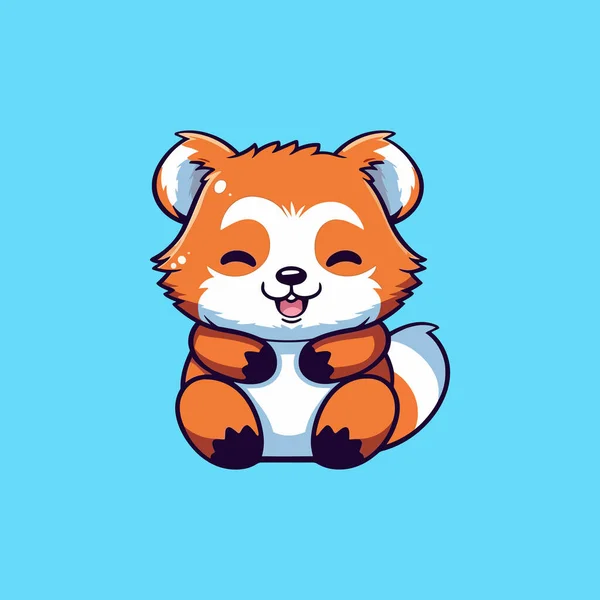 Cute Czerwony Panda Maskotka Charakter Ilustracja — Wektor stockowy