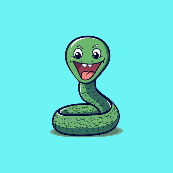 Χαριτωμένο Φίδι Μασκότ Εικονογράφηση Λογότυπο — Διανυσματικό Αρχείο