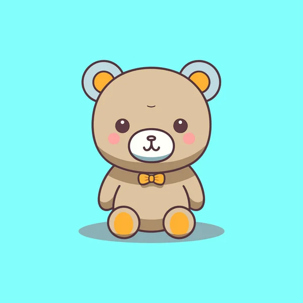 Urso Pelúcia Bonito Sentado Desenho Animado Personagem Vector —  Vetores de Stock