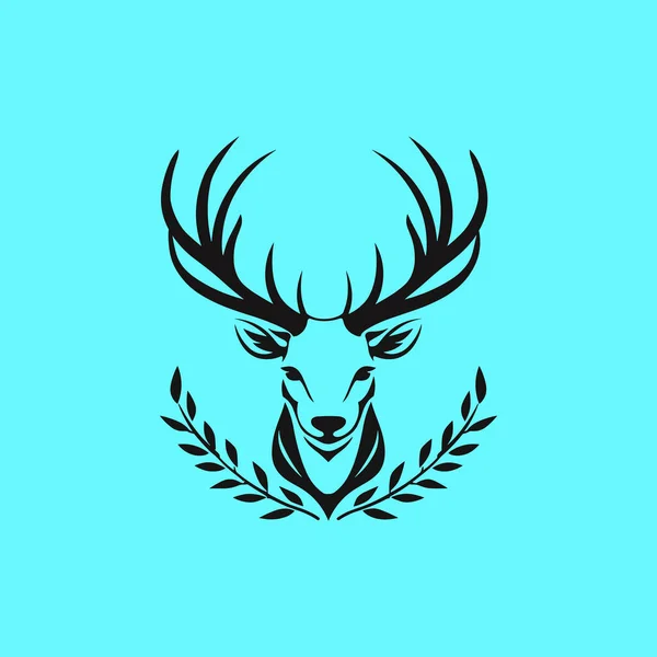 Deer Head Logo Black Vector — Stock Vector