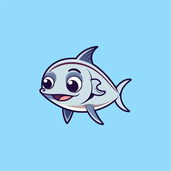Fisch Thunfisch Niedliches Maskottchen Logo Vektor — Stockvektor