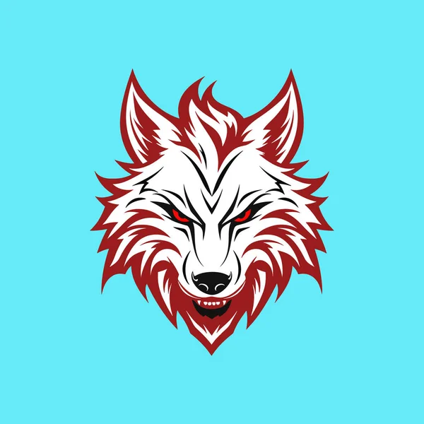 Wolfskopf Wütendes Gesicht Logo Mit Roter Farbe — Stockvektor
