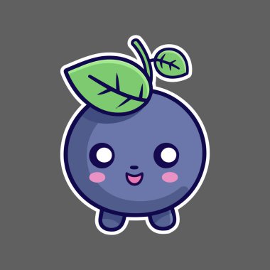 Gri arkaplanda Kawaii Yabanmersini Etiketi