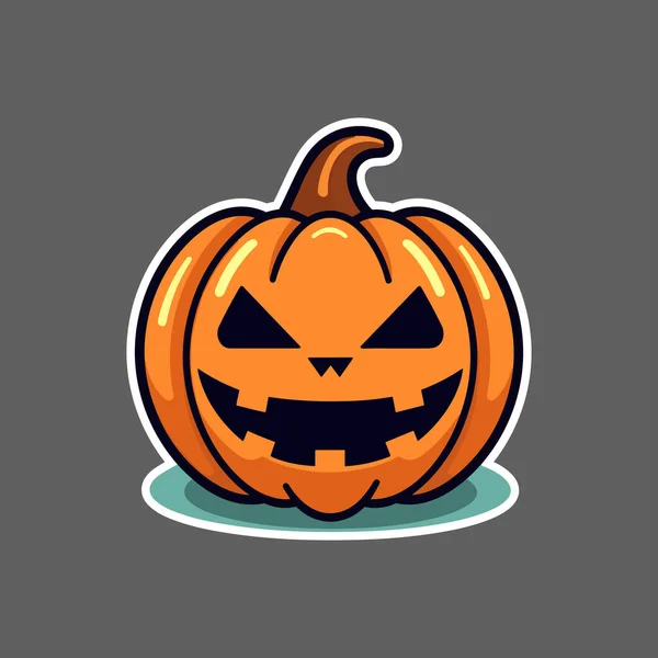 Sticker Tête Citrouille Halloween Sur Fond Gris — Image vectorielle