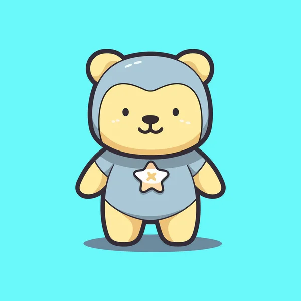 Kawaii Teddy Bear Vektor Illustration — Stockvektor