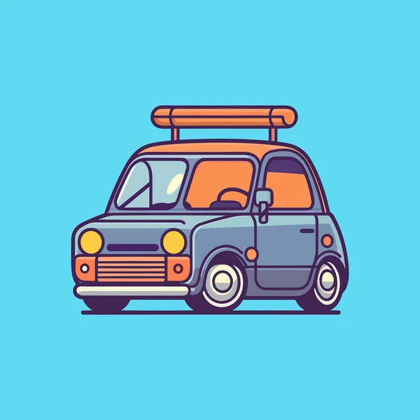 Small Car Vehicle Cute Kawaii Cartoon — Stock Vector