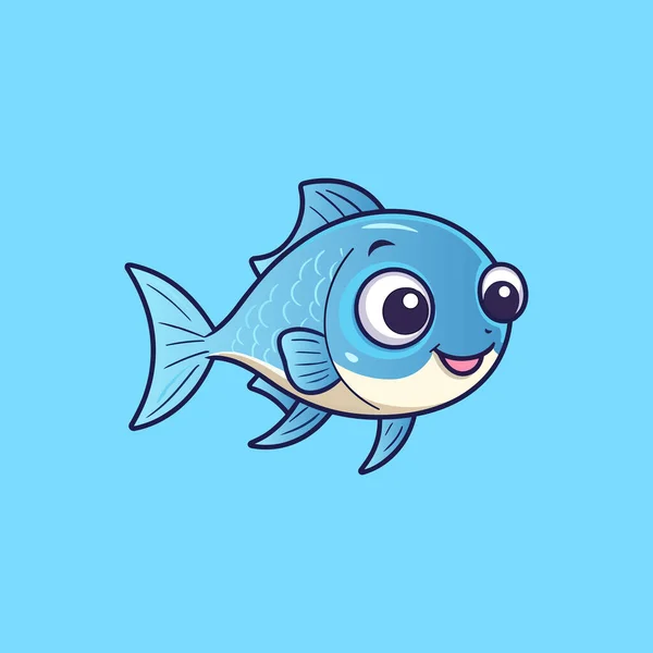 Cartoon Drawing Underwater Animal Small Fish — стоковый вектор