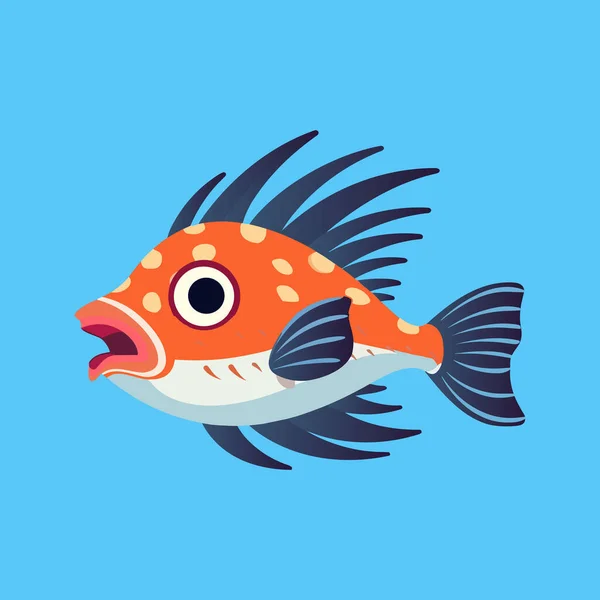 Eometric Red Salmon Fish Clipart Marine Decor — Stock Vector