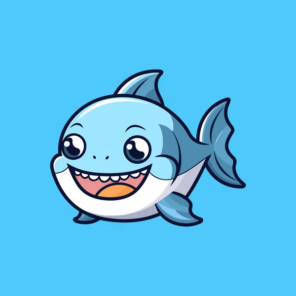 Tubarão Engraçado Posar Com Sorriso — Vetor de Stock