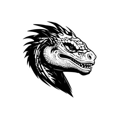 Siyah basilisk baş logosu beyaz arkaplanda izole edildi