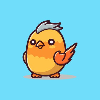 Mavi arka planda sevimli bir tavuk kuşu.