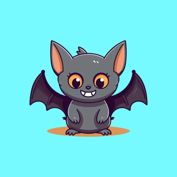Bonito Morcego Personagem Sorrindo Ilustração Vetorial — Vetor de Stock