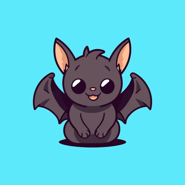 Lindo Diseño Vector Mascota Murciélago Dibujos Animados Murciélago Volador Feliz — Vector de stock