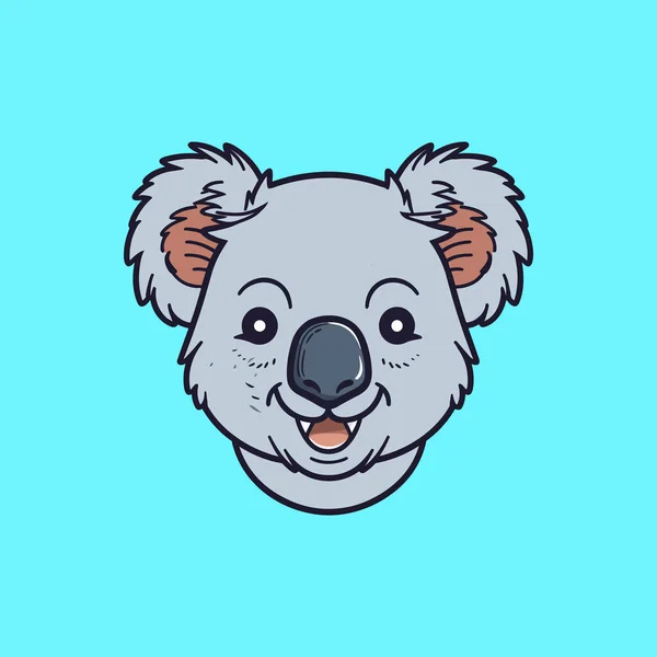 Carino Viso Koala Isolato Sfondo Blu — Vettoriale Stock