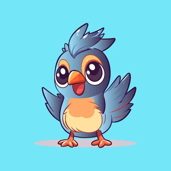 Lindo Cuco Pájaro Ilustración Vector Dibujos Animados — Vector de stock