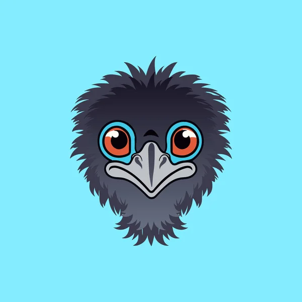 Emu Maskottchen Gesicht Vektor Illustration — Stockvektor