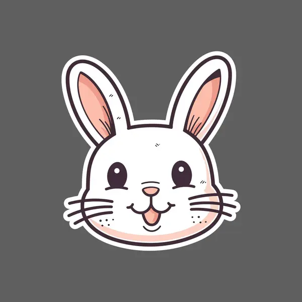 Sticker Smiling Bunny Face — Stock Vector