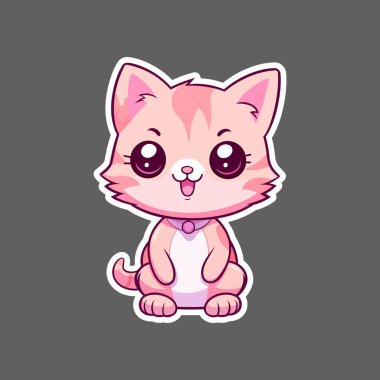 Şirin pembe kedi karakter etiketi.