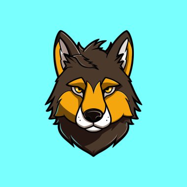 bir kurt ya da büyük bir köpek kafası, kahverengi, doğal, mavi arkaplanda izole bir nesne.