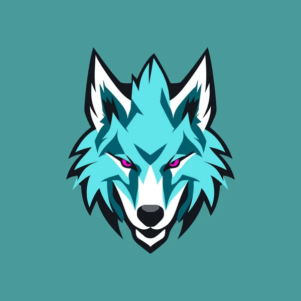 Синій Вовк Голова Ескорт Логотип Ілюстрація Вектор — стоковий вектор