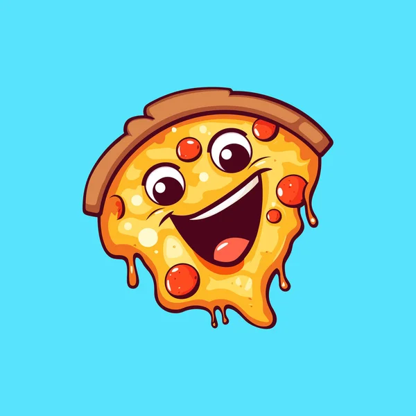 Cartone Animato Sorridente Personaggio Della Mascotte Pizza — Vettoriale Stock