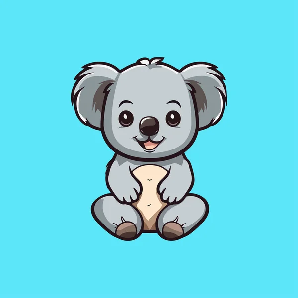 Koala Mascot Cartoon Character Isolate Blue Background — Stock Vector