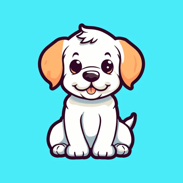Perro Dibujos Animados Cachorro Simple Sobre Fondo Azul — Vector de stock