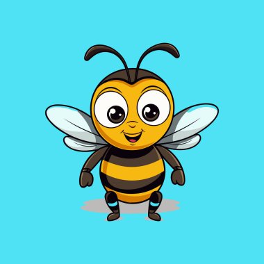 Şirin arı çizgi film vektör ikonu logo maskotu çizimi