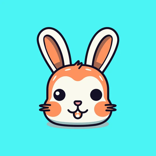 Schöne Kaninchen Lächelnde Gesicht Cartoon Vektor — Stockvektor