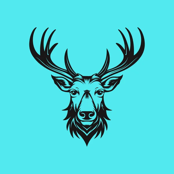 Black Deer Head Vector Illustration — Stock Vector