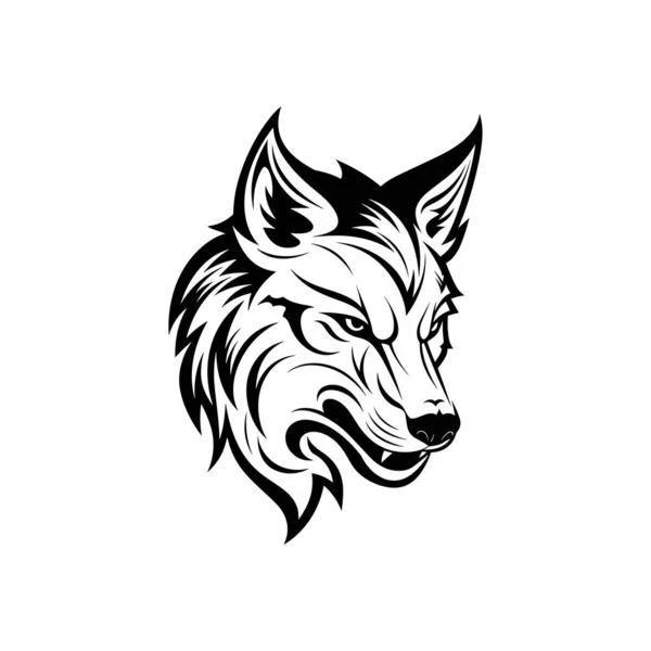 Logotipo Cabeza Perro Lobo Negro — Vector de stock