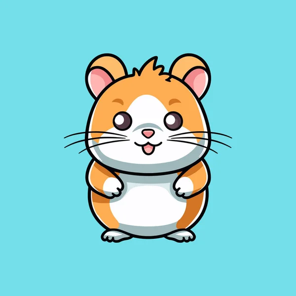 Söt Kawaii Hamster Ritning Rolig Tecknad Sällskapsdjur Vektor — Stock vektor