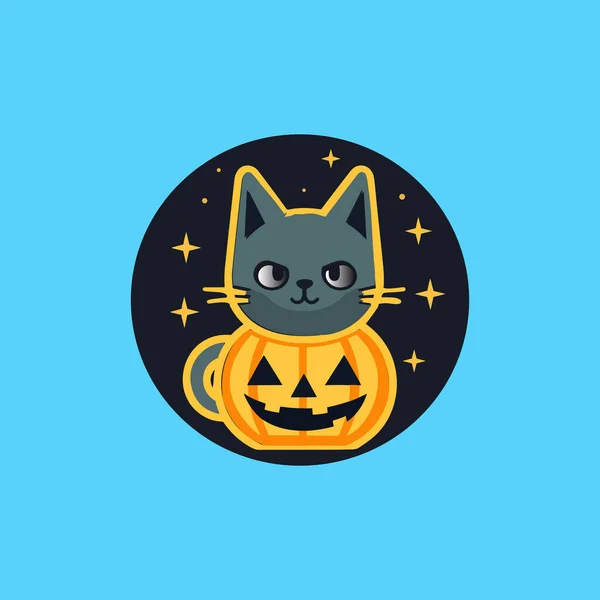 ハロウィンのためのカボチャのアイコンの猫のイラスト — ストックベクタ