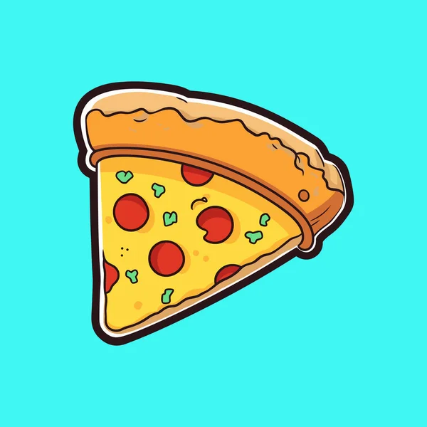 Fetta Pizza Fumetto Vettoriale Illustrazione — Vettoriale Stock