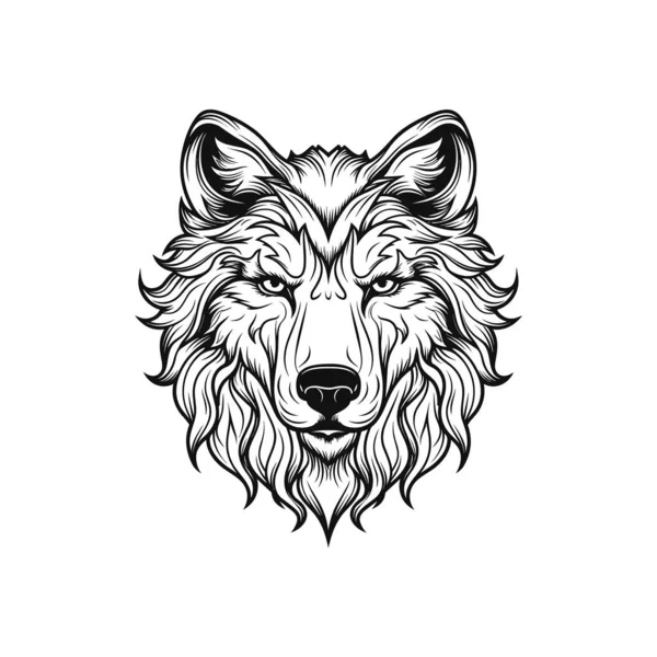 Wolf Head Icon Logo Diseño Plano Vector Cabeza Lobo Negro — Archivo Imágenes Vectoriales
