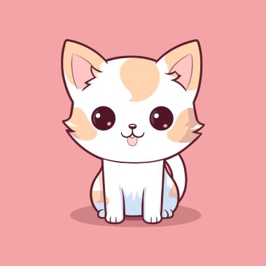Şirin kedi illüstrasyonu kedi kawaii chibi vektörü çizim stili kedi çizgi filmi