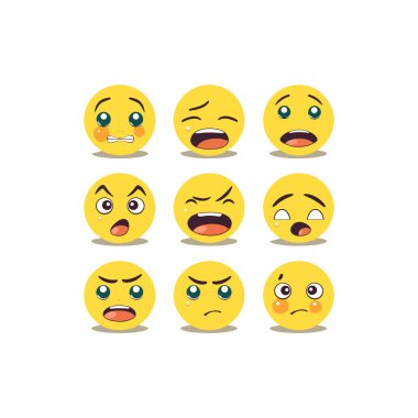 Dokuz duygu simgesi vektör çizimi