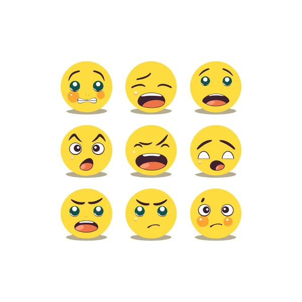 stock vector set of nine emoticon vector illustration