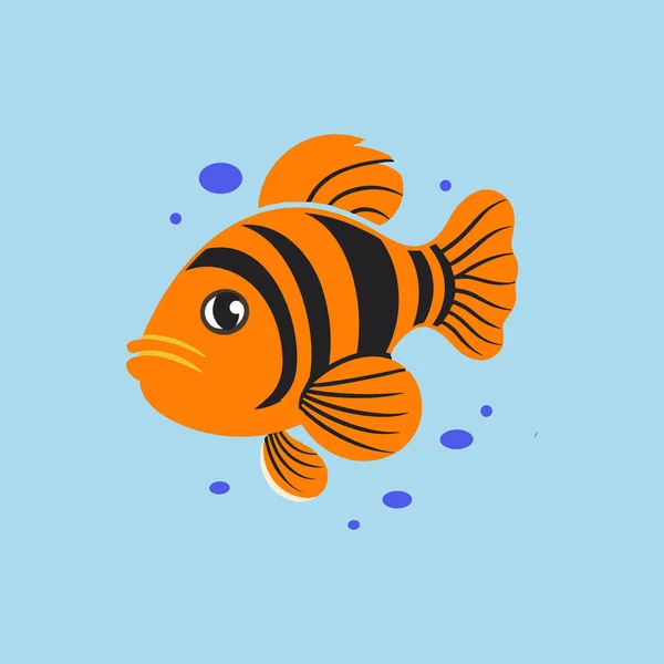 Emo Black Orange Fish Vector Illustration — Stock Vector