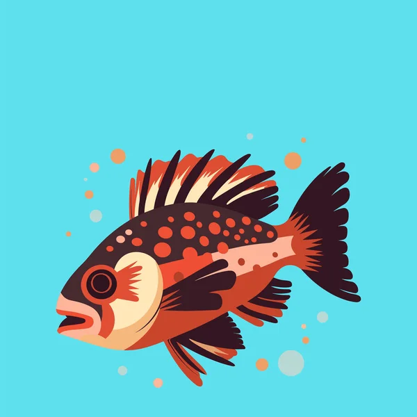 Zackenbarsch Fisch Vektor Illustration Auf Blauem Hintergrund — Stockvektor