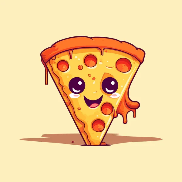 Druipend Gele Kaas Een Pizza Plakje Met Peperoni — Stockvector