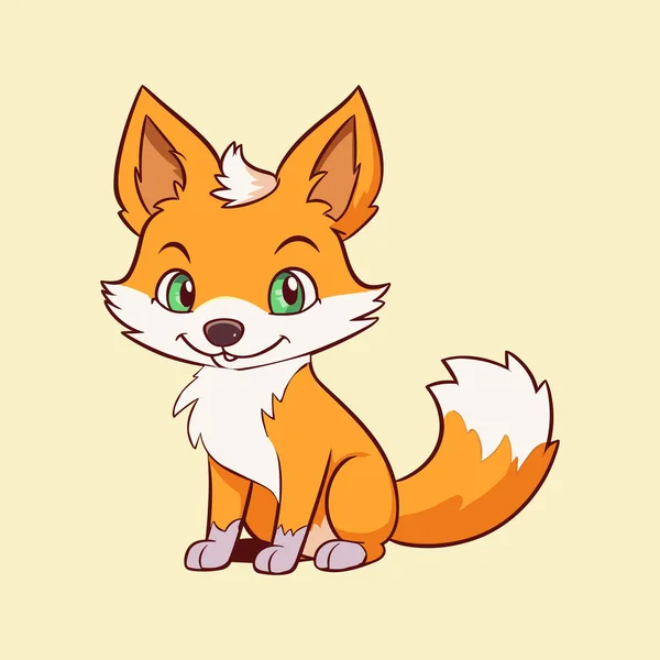 Happy Cute Fox Illustration Vector — Stock Vector