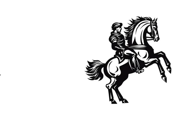 Man Rider Häst Siluett — Stock vektor