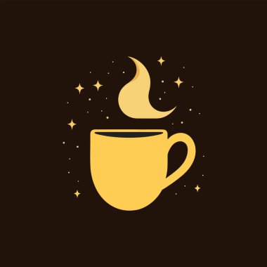 Vector boho kahve ve çay gökyüzü ikonu - yıldız ve ay altın logosu