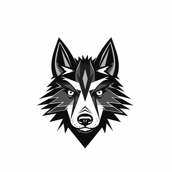 黒怒っている犬のオオカミベクトル図 — ストックベクタ
