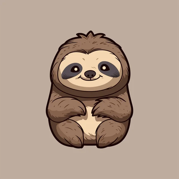 Cute Baby Sloth Sitting Hand Drawn — Stock Vector