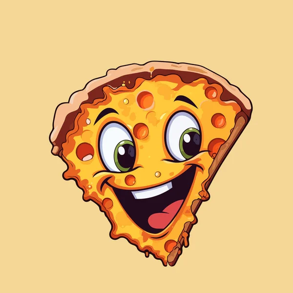Cara Feliz Animar Pizza Dibujos Animados — Vector de stock