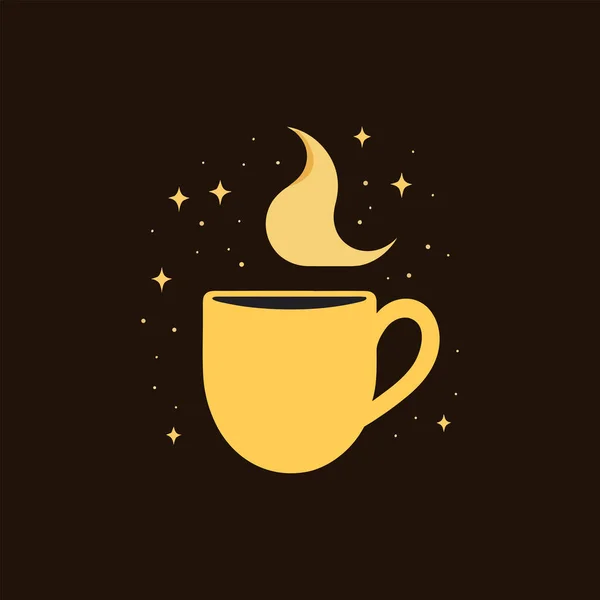 Vector boho kahve ve çay gökyüzü ikonu - yıldız ve ay altın logosu