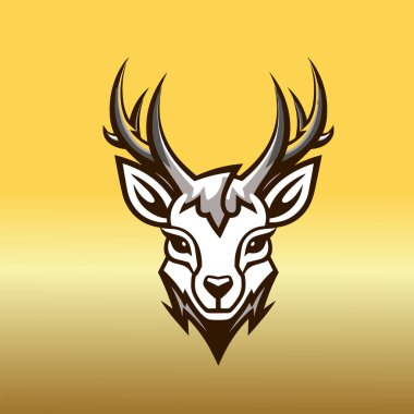 Sarı arkaplanda geyik suratlı karikatür