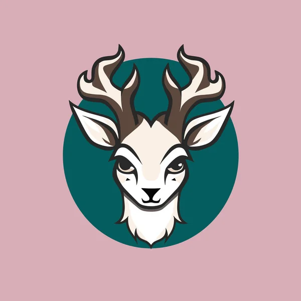 Deer Antler Head Logo Design Illustration — Stock Vector